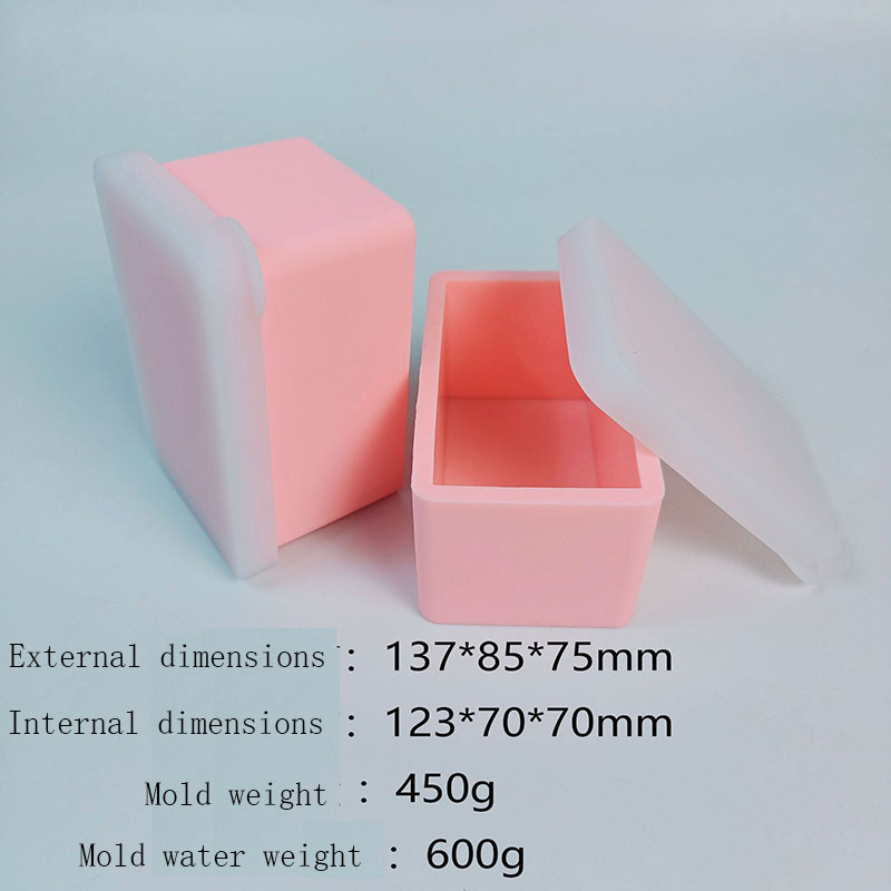 Soap Making Process - แม่พิมพ์ซิลิโคนสำหรับทำสบู่พร้อมฝาปิด รูปทรงสี่เหลี่ยมผืนผ้า สำหรับการทำสบู่แฮนด์เมด