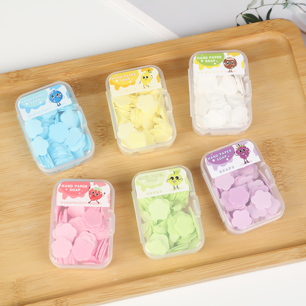 Soap Making Supplies Wholesale - สบู่แผ่นซีรีส์ผลไม้ 100 ชิ้น สบู่ล้างมือแบบใช้แล้วทิ้ง แผ่นสบู่ขนาดเล็ก กลิ่นดอกไม้