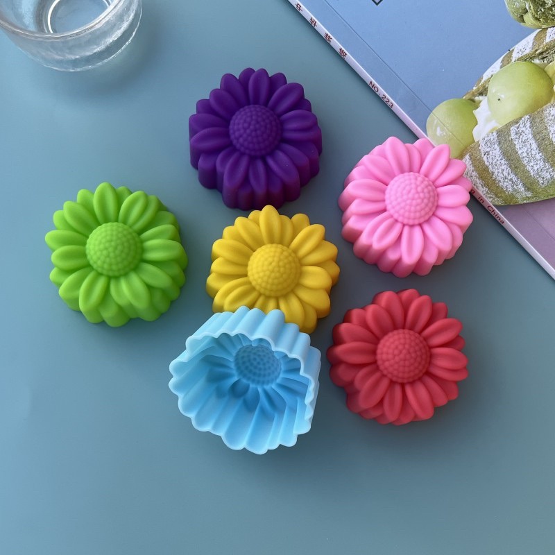 Soap Making Workshop - ชุดแม่พิมพ์ซิลิโคนลายดอกไม้ 6 ชิ้น ไม่ติดกระทะ สำหรับทำช็อกโกแลต พุดดิ้ง
