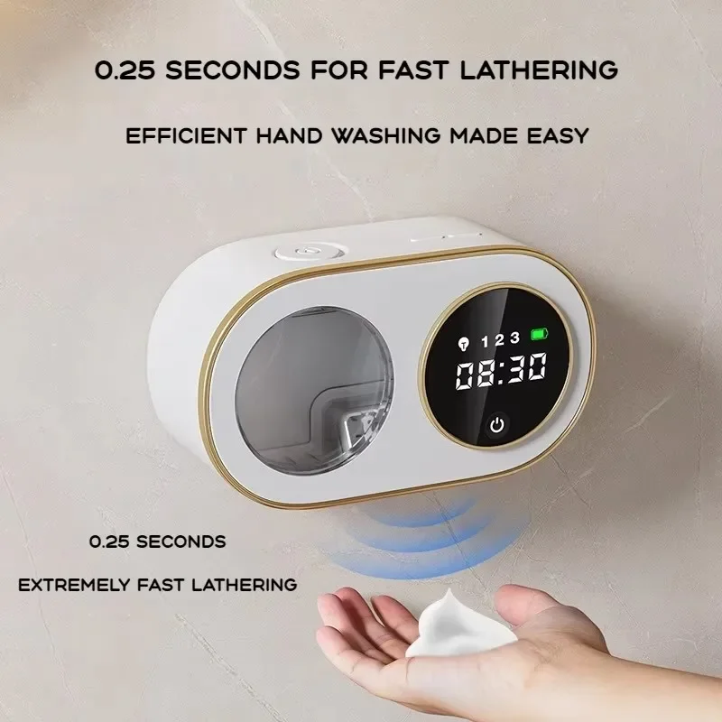 Soap Making Machine - เครื่องจ่ายสบู่อัตโนมัติแบบติดผนังพร้อมเซ็นเซอร์ชาร์จแบบไม่ต้องสัมผัสความจุขนาดใหญ่ในห้องครัวพร้อมระบบทำความสะอาดอัจฉริยะ LED